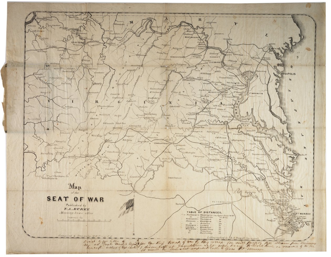 Map of the Seat of War, Savannah, Georgia, 1861 by M. B. Grant