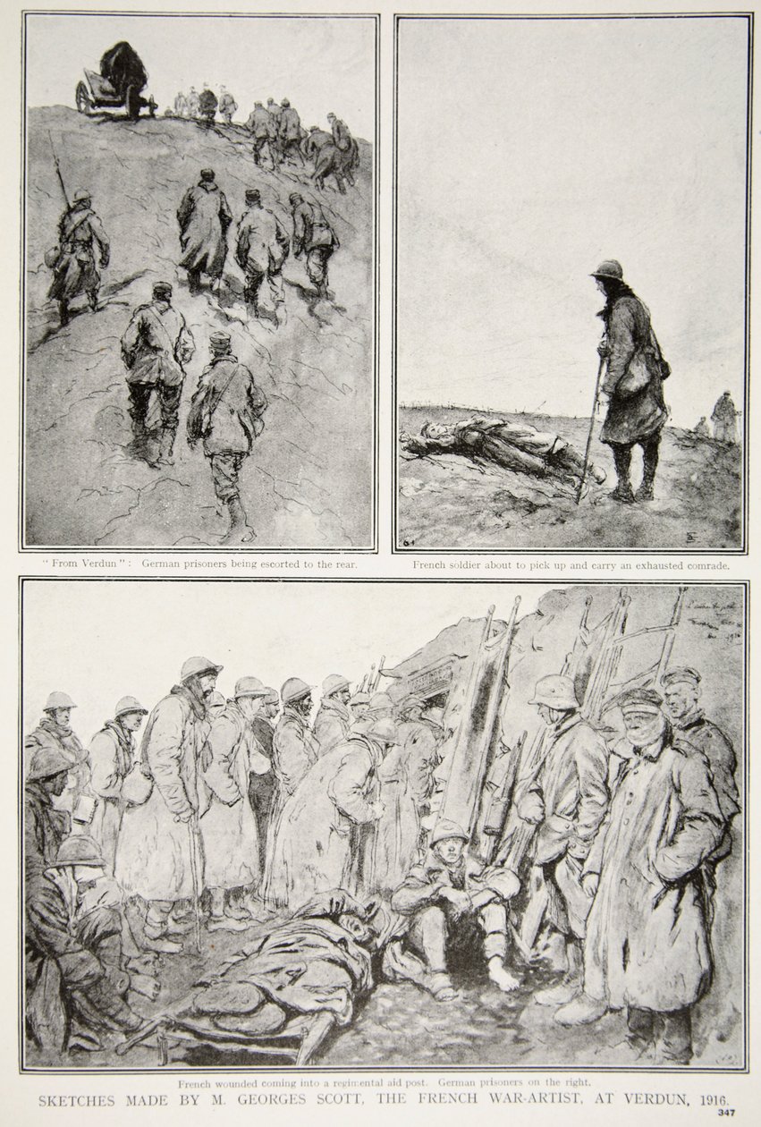 Sketches made by a French War-Artist at Verdun, 1916 by M. Georges Scott