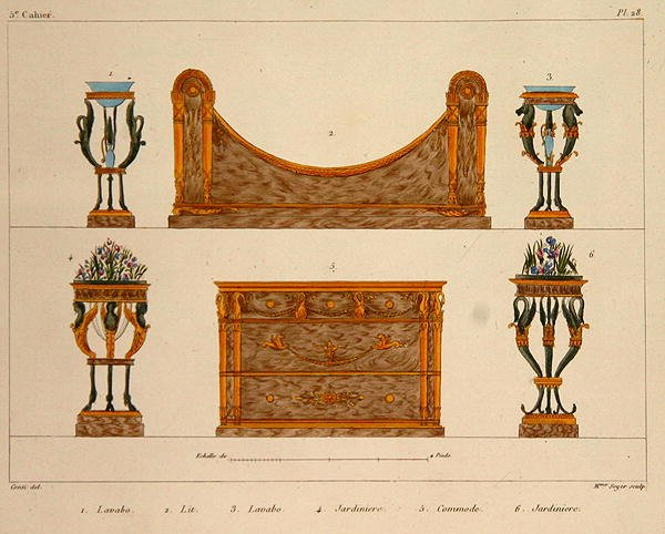 Furniture designs, engraved by Mme Soyer, plate 28 from 