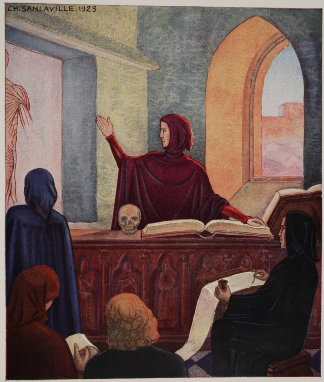Henri de Mondeville teaching anatomy, University of Montpellier by M. Charles Sanlaville