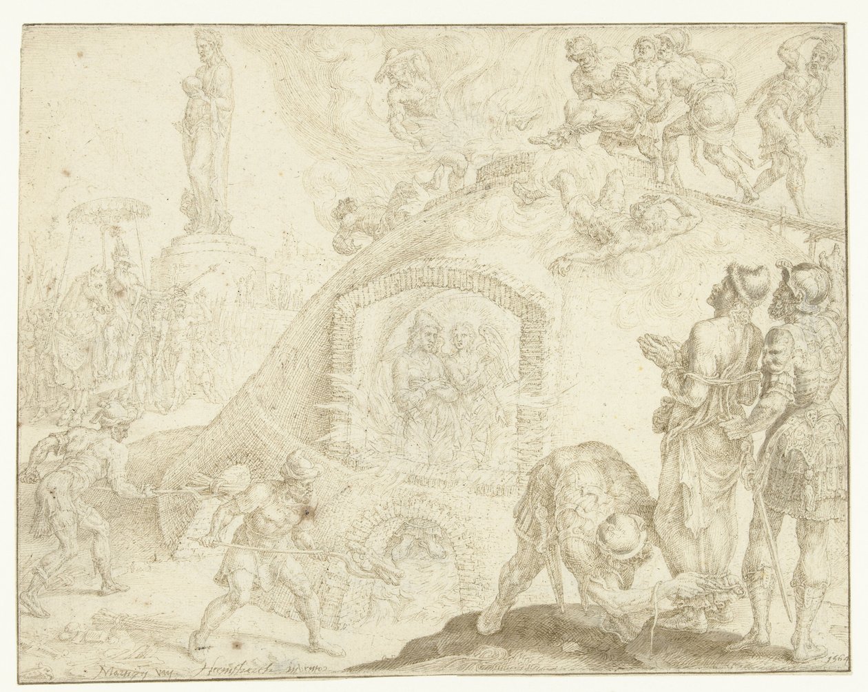 Three Young Men Thrown into a Fiery Furnace (History of the Three Young Men) by Maarten van Heemskerck