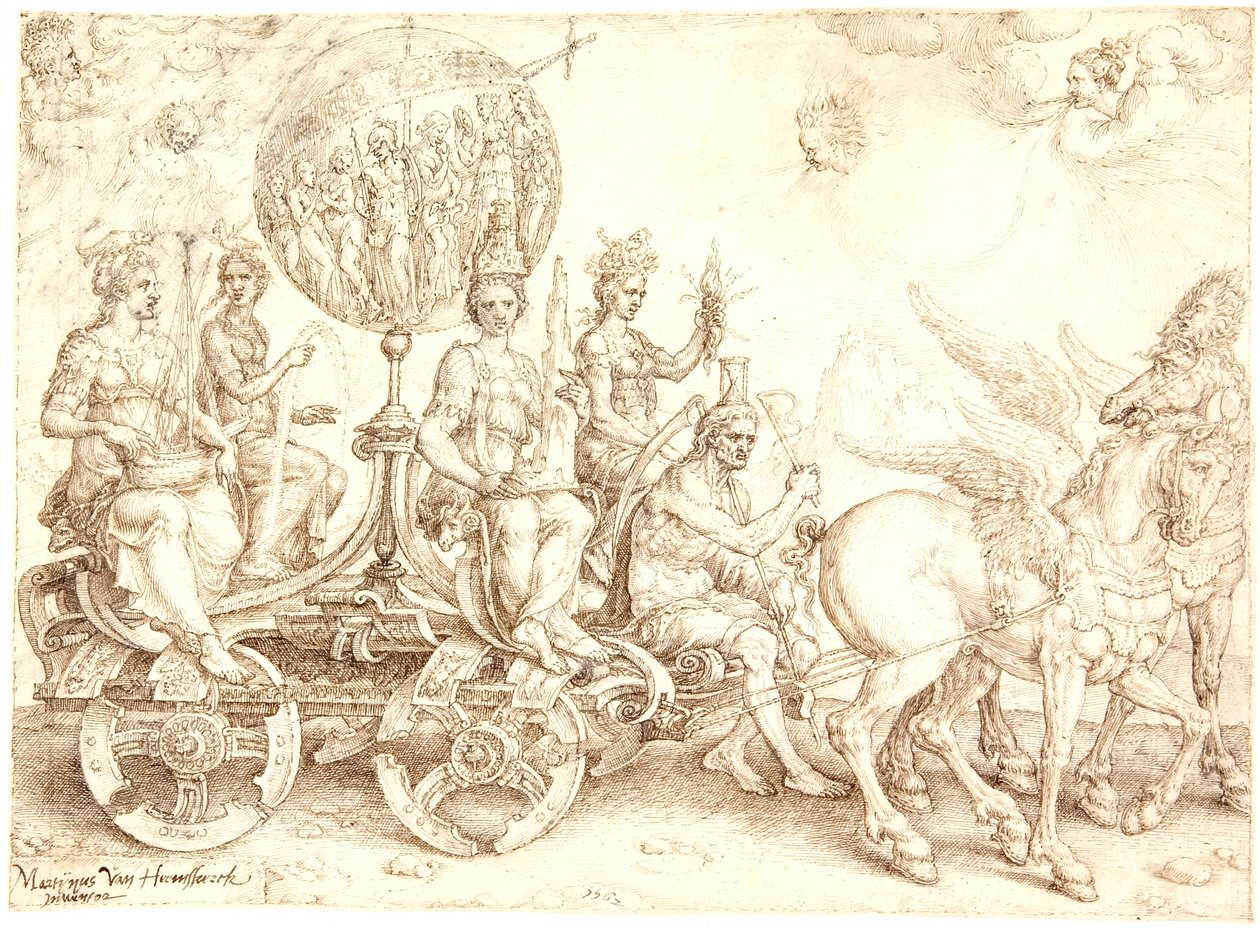 Triumphal Chariot. Mundus (The World). (An Allegory of the Four Elements) by Maarten van Heemskerck