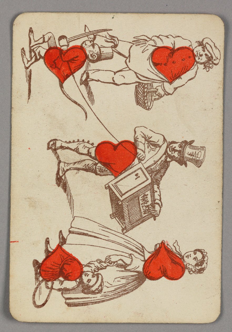 Playing Card, Five of Hearts by Made by B.P. Grimaud