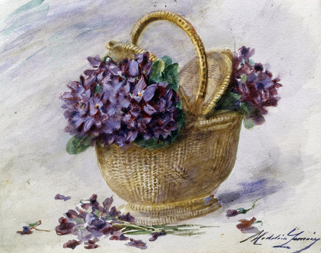 A Basket of Violets by Madeleine Lemaire