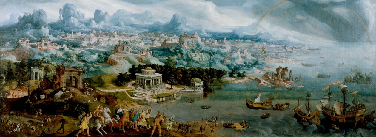 Panorama with the Abduction of Helen Amidst the Wonders of the Ancient World by Maerten van Heemskerck