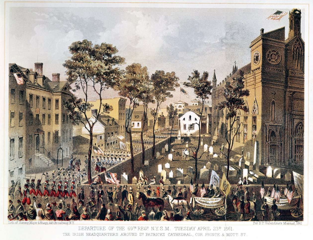 Departure of the 69th Regiment, N.Y.S.M., April 23rd 1861, the Irish Headquarters Around St. Patrick