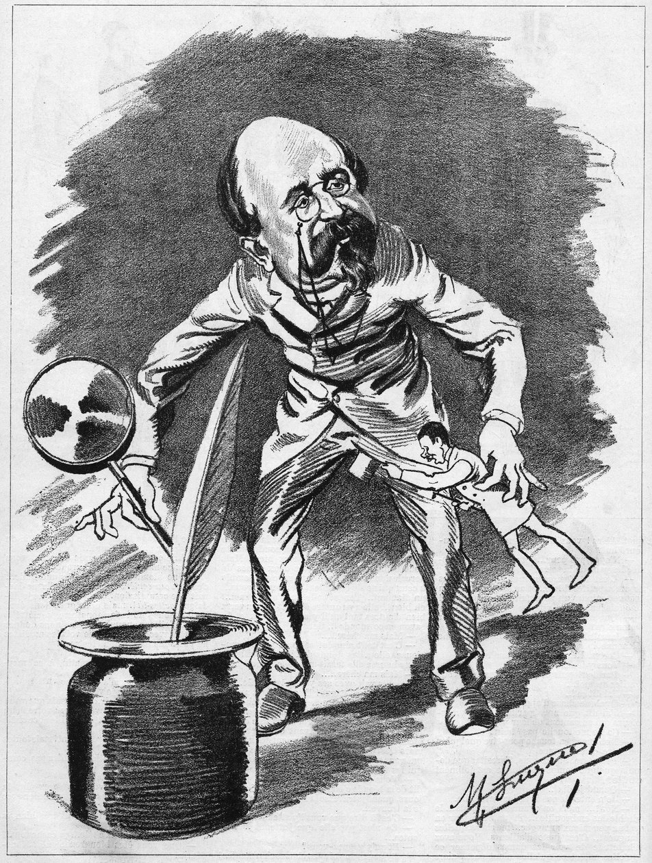 Edmond Gondinet (1828-1888), French Playwright. Cartoon by the Cartoonist Manuel Luque. In 