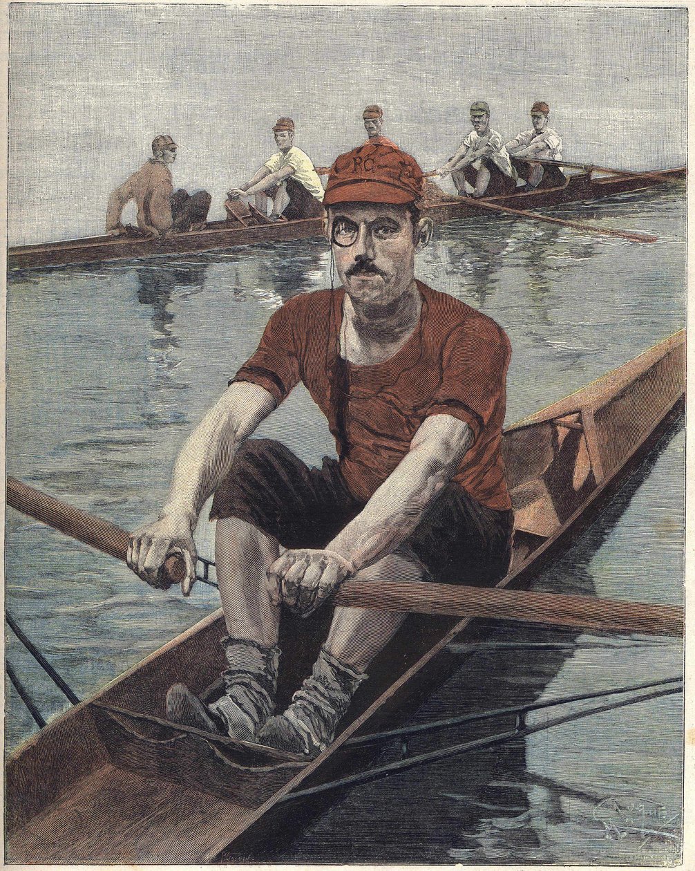 Rowing Race in France. Illustration by Luque, from French newspaper Le ...