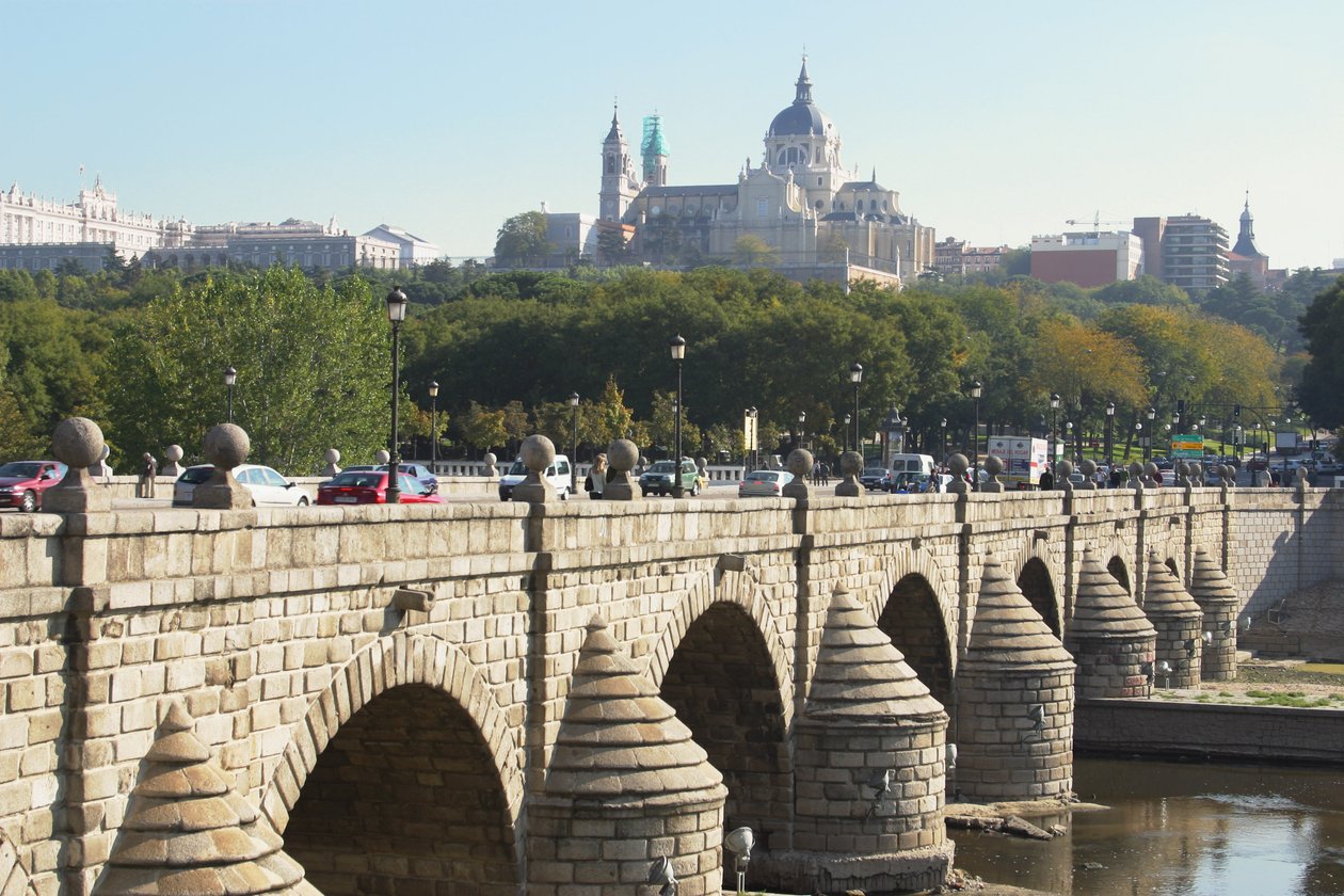 Puente de Segovia, originally built by Juan de Herrera (1530-97) and rebuilt in 1682 by Manuel and Jose del Olmo