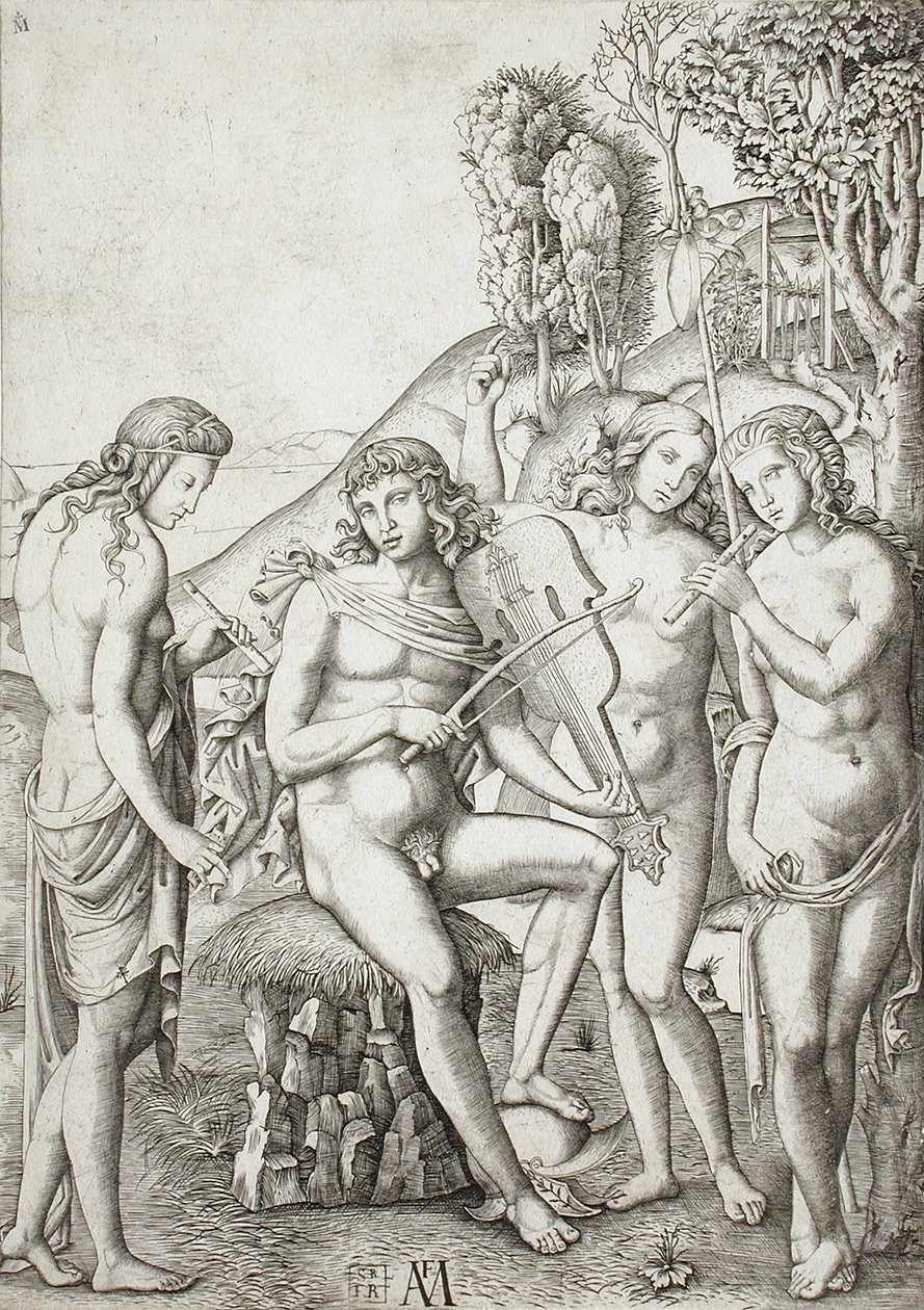 Apollo Teaching Music to the Graces by Marcantonio Raimondi