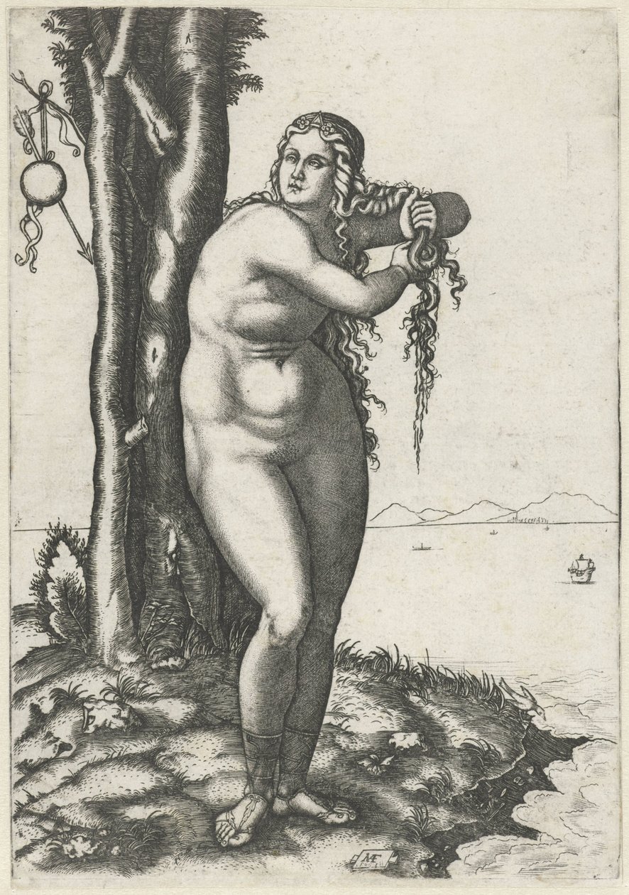 Venus Standing on the Shore and Wringing Water from Her Hair by Marcantonio Raimondi