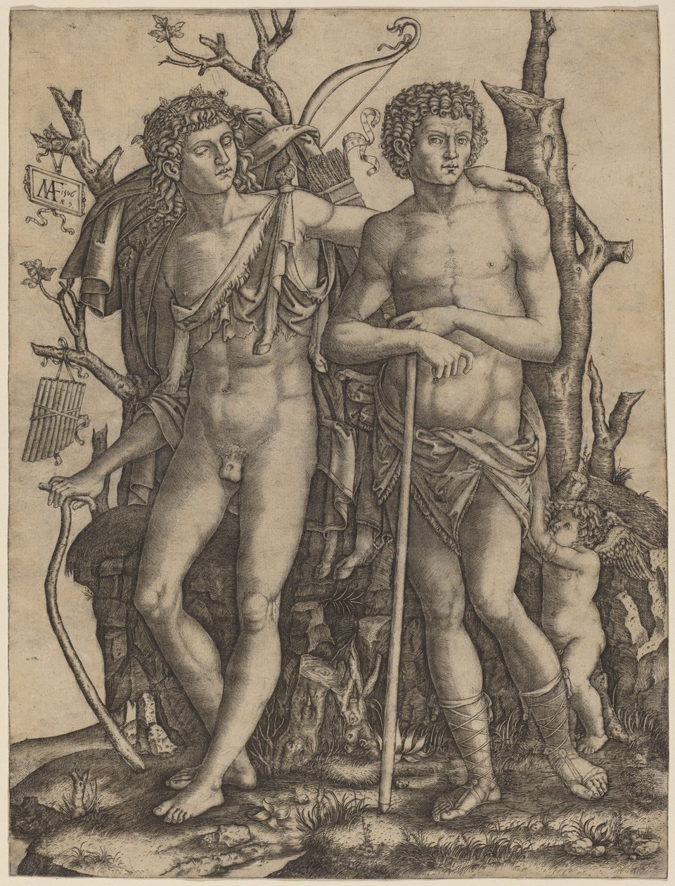 Apollo and Hyacinthus by Marcantonio Raimondi after Francesco Francia