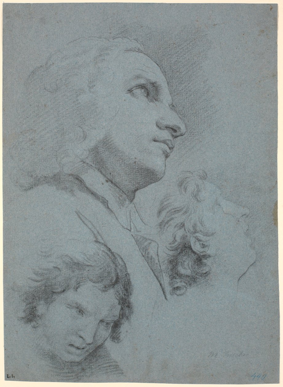 Study Sheet with Three Heads. Study for 