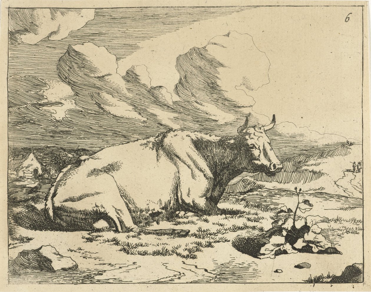 Lying Cow, in Profile (series title: Cows and Bulls) by Marcus de Bye