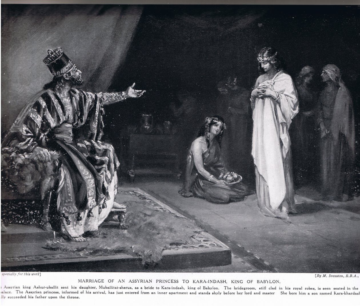 Marriage of Assyrian Princess to Kara-Indash, the King of Babylon, illustration from 