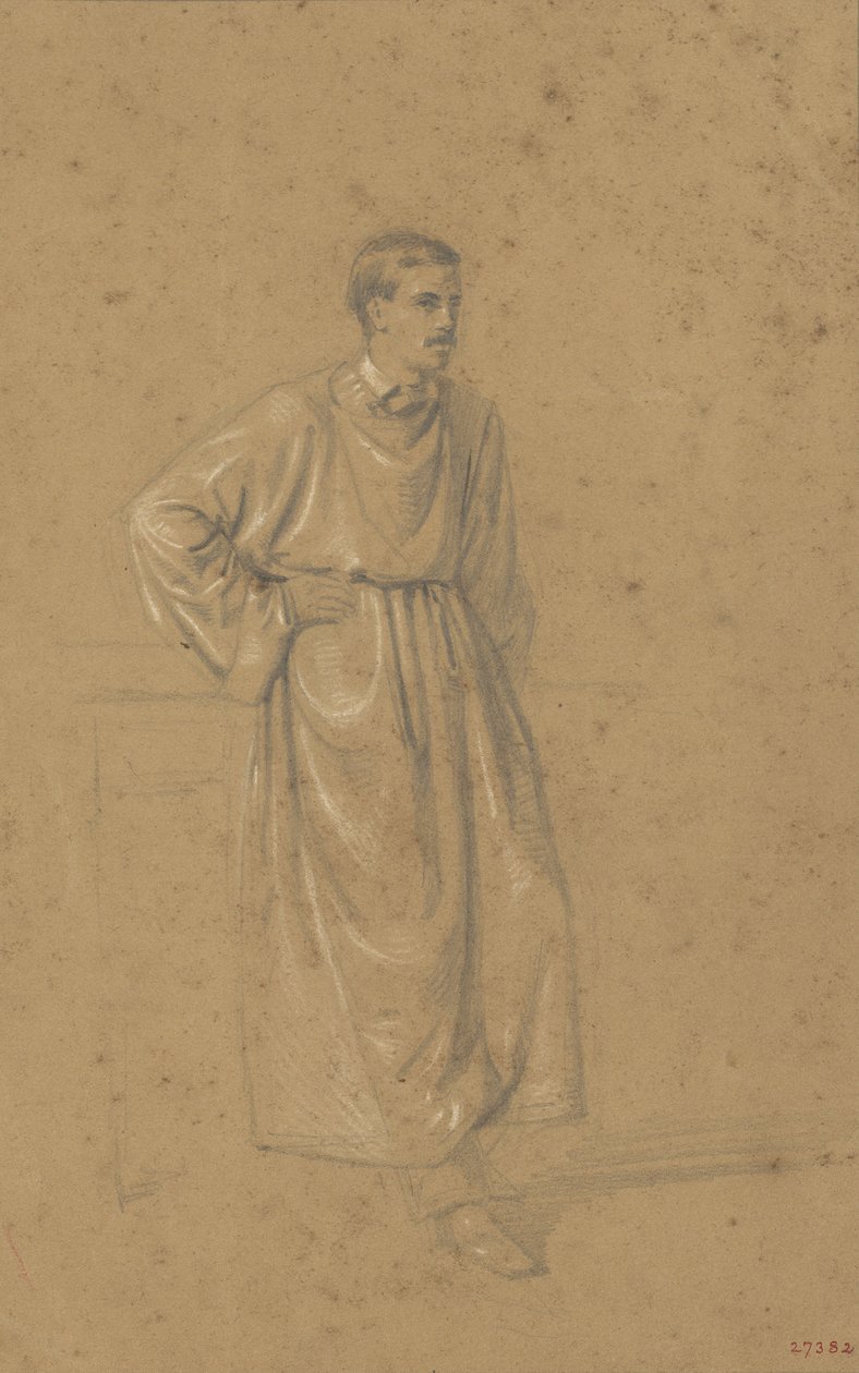 Academic Study of a Male Figure by Marià Fortuny