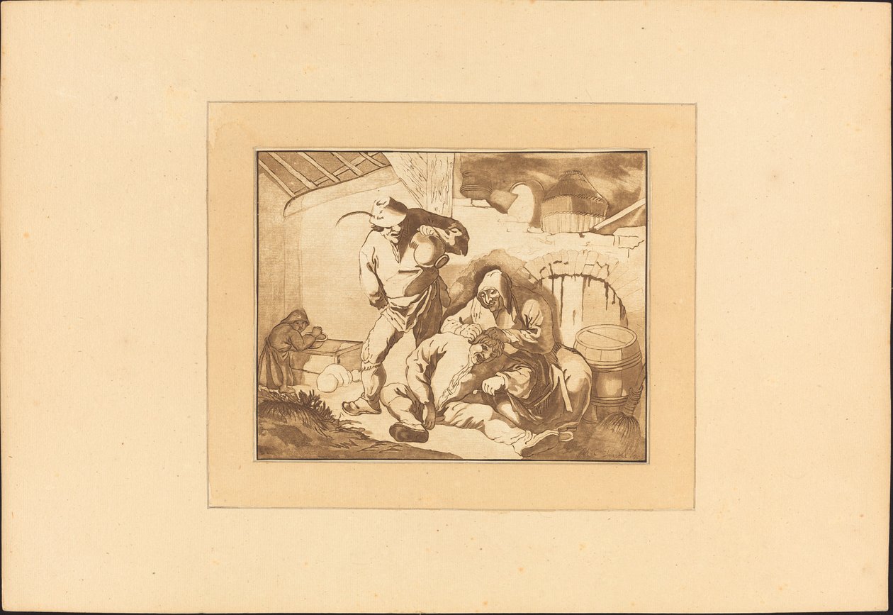 Peasant Scene by Maria Catharina Prestel after Isack van Ostade