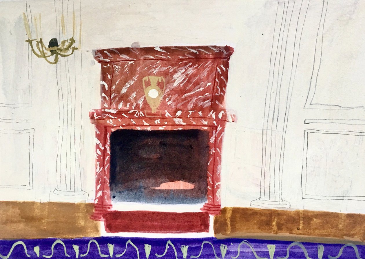 Interior with Red Chimney, 2018 by Maria Magenta