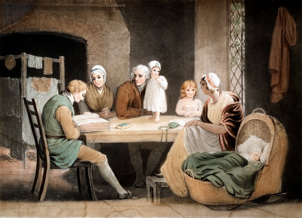 Three generations listening to a reading from the family Bible, c1800 by Maria Spilsbury