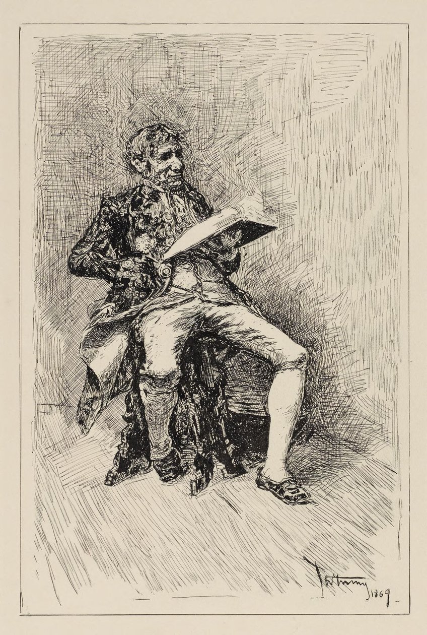 Seated Man Reading Book by Mariano Fortuny