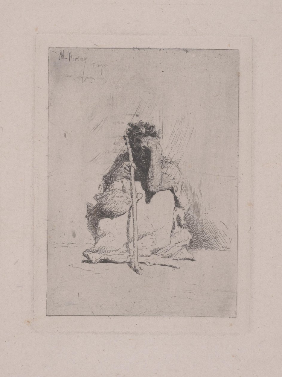 Untitled - Crouching Figure with Cane by Mariano José María Bernardo Fortuny y Carbó
