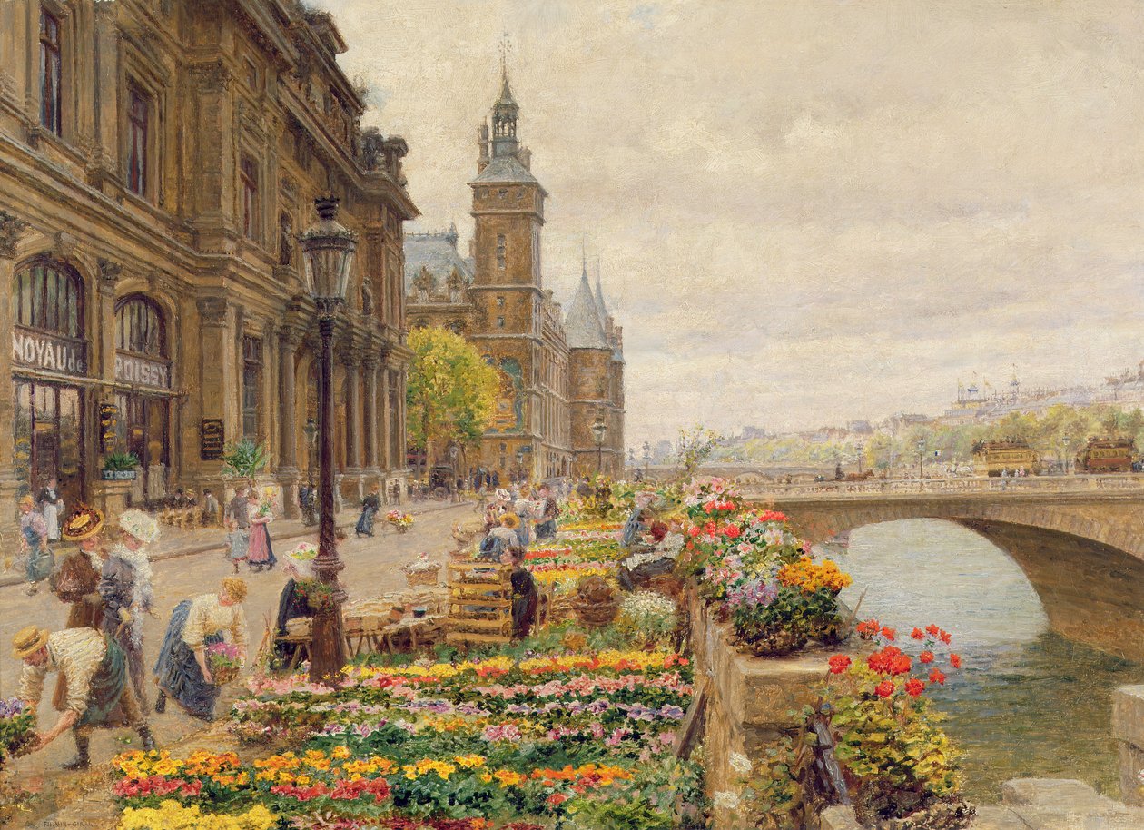The Parisian Flower Market by Marie Francois Firmin-Girard