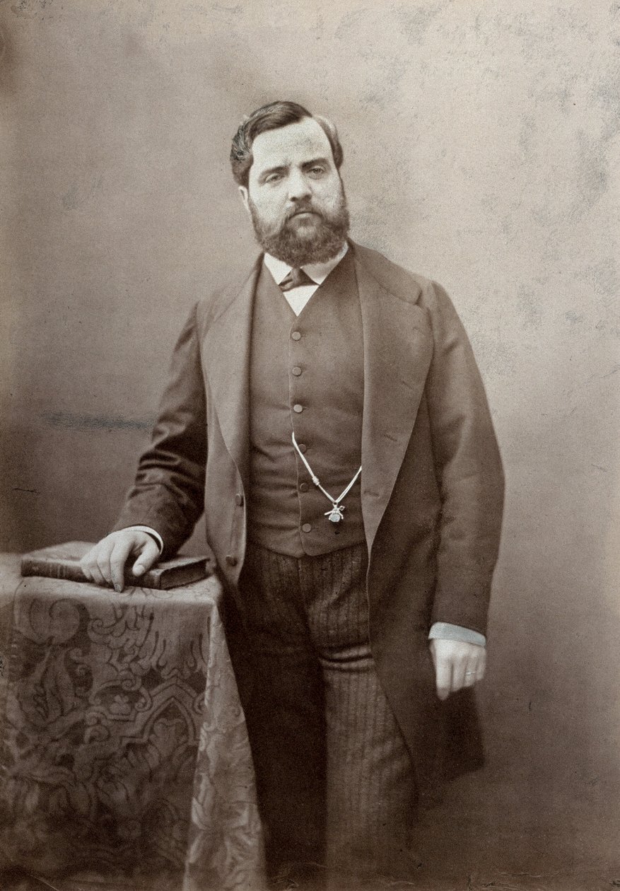 Three-quarter length portrait of the painter Thomas Couture, with moustache and thick beard by Marie Alexandre Alophe