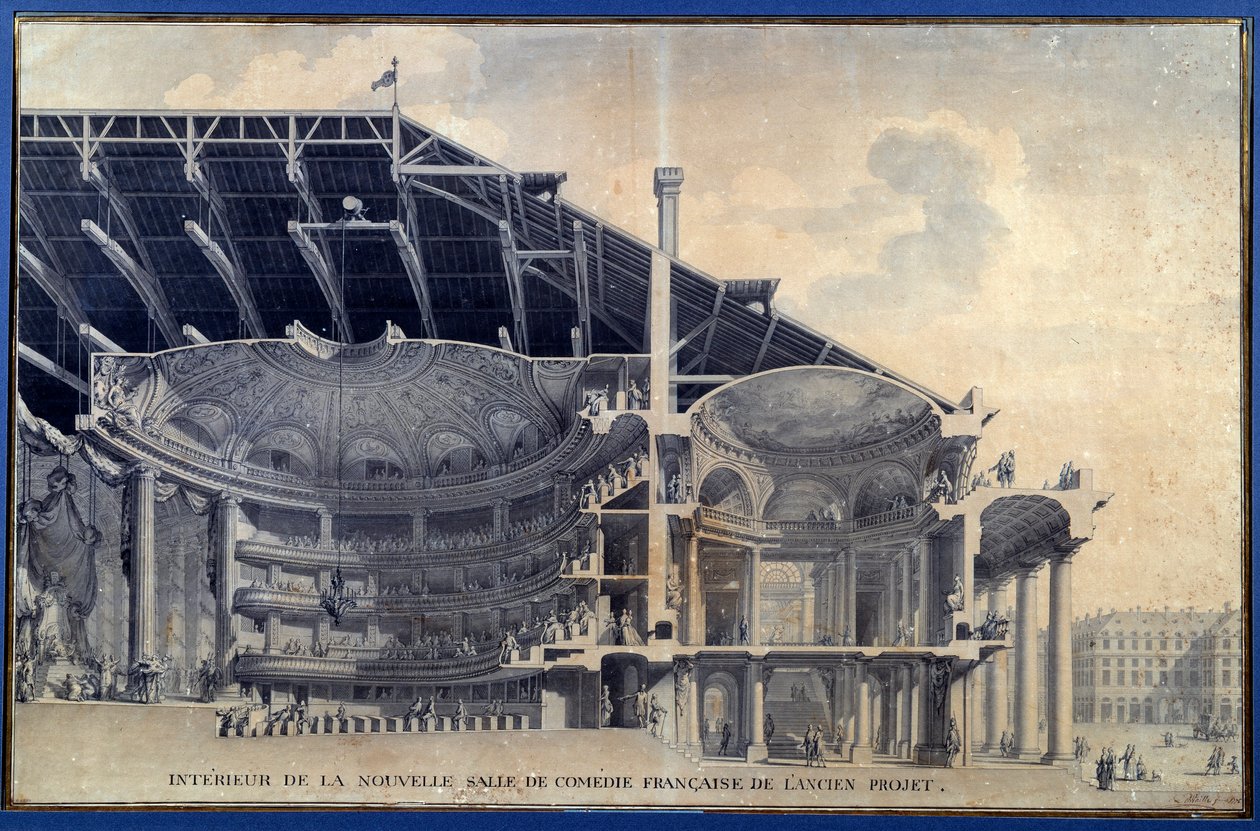 View from the interior of the new room of the Comedie Francaise by Marie Joseph and Wailly Charles de Peyre