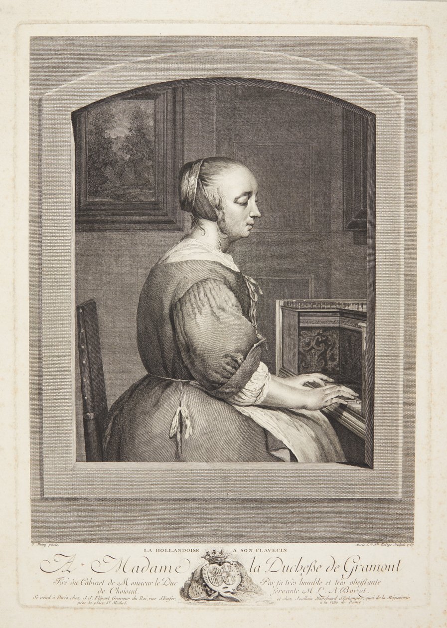 A Dutch Woman Playing the Harpsichord, Seen Through a Window by Marie Louise Adélaïde Boizot