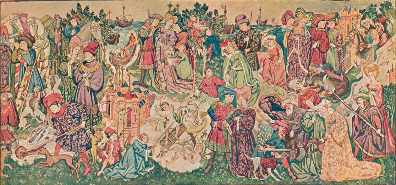 Watercolour Rendering of One of the Hardwicke Tapestries, c1902 by Marion Reid