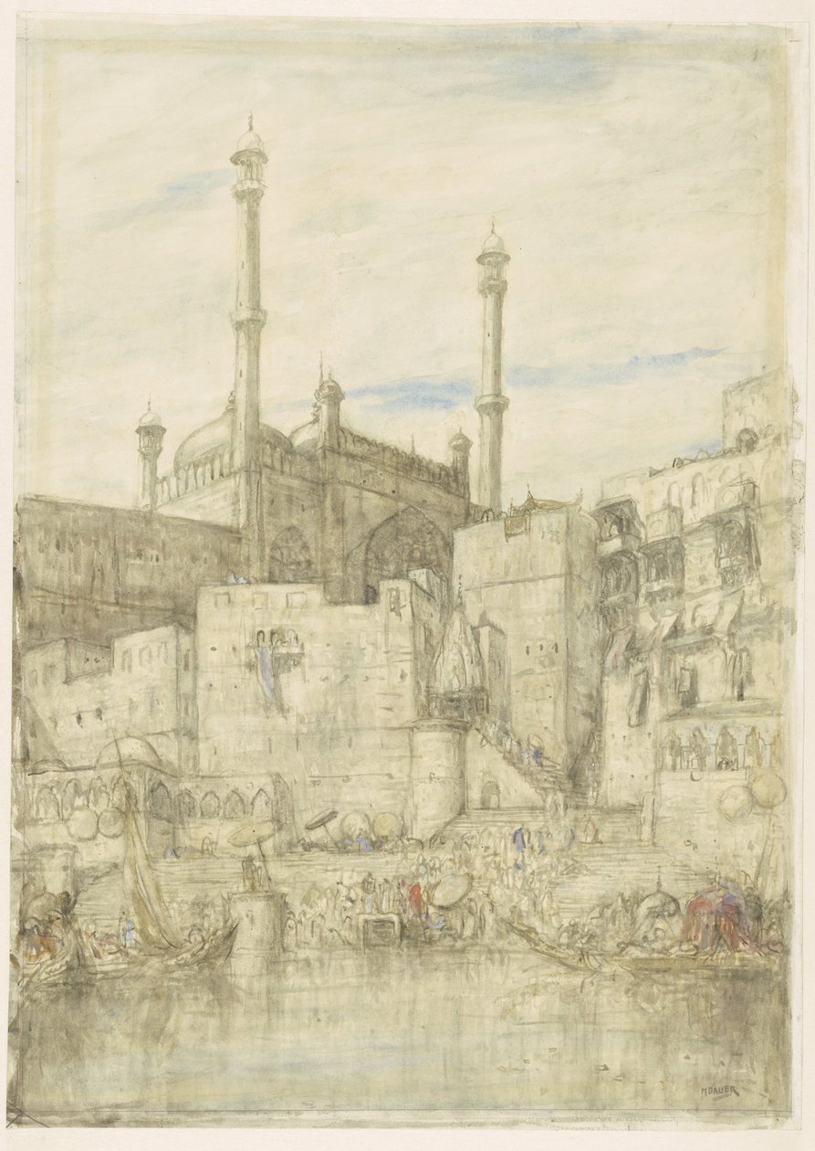 On the Ganges near Benares by Marius Bauer