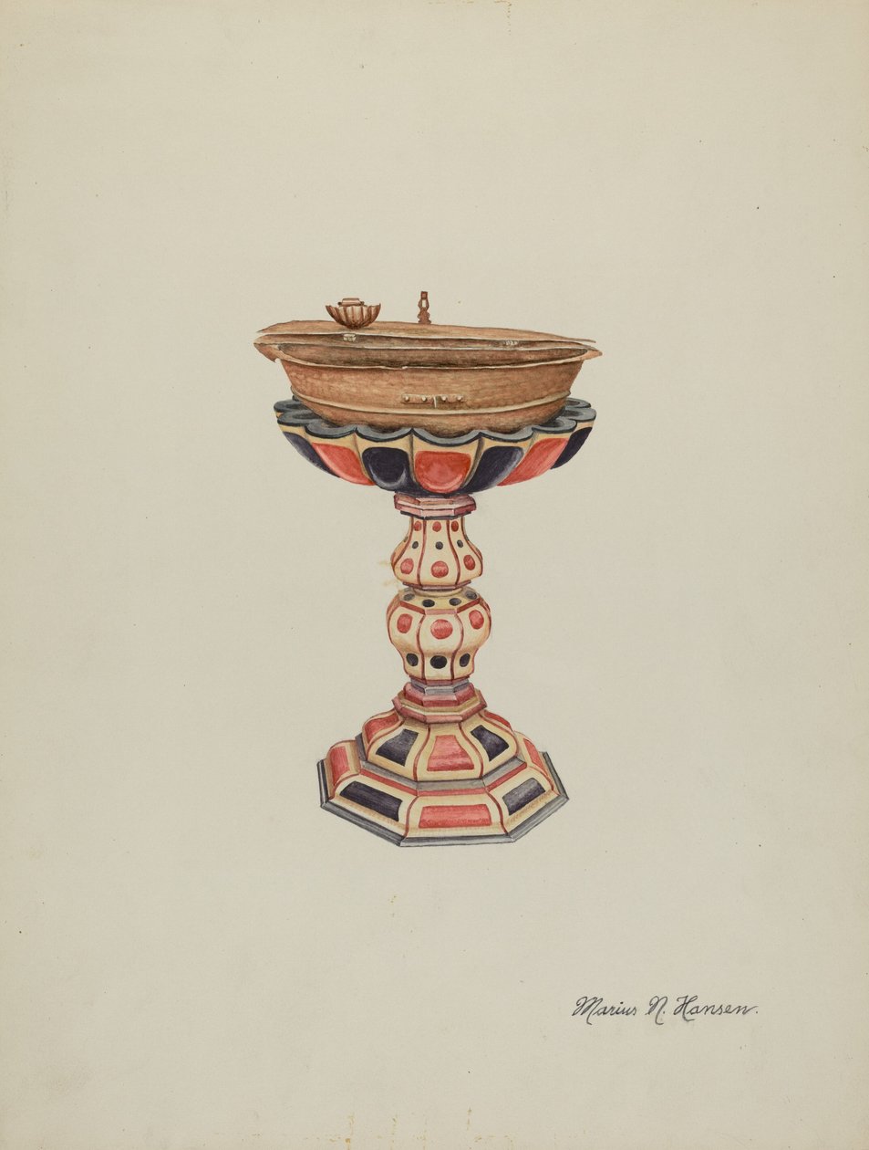 Baptismal Font & Stand, c. 1939 by Marius Hansen