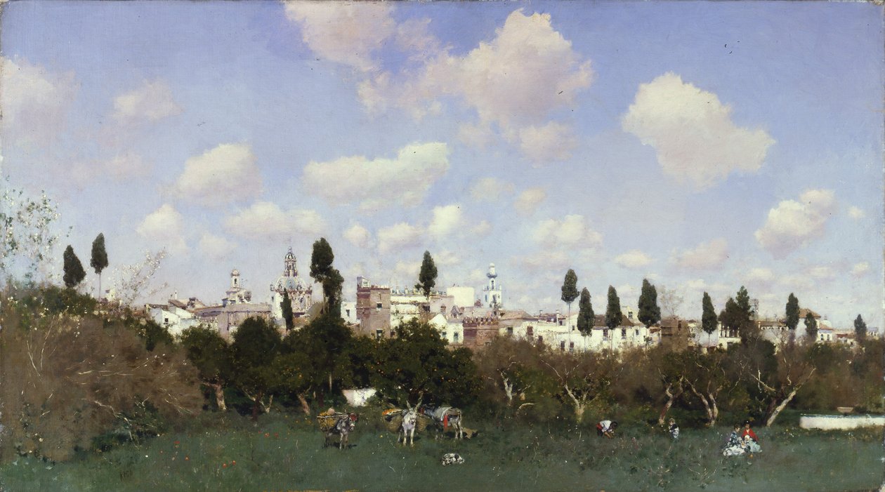 Gathering Oranges by Martín Rico y Ortega