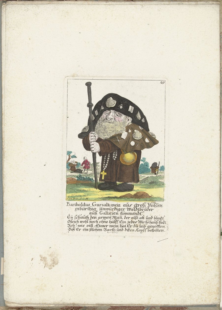The dwarf Bartholdus Gursalkawiz as a pilgrim from Compostella, ca. 1710 by Martin Engelbrecht (attributed to)