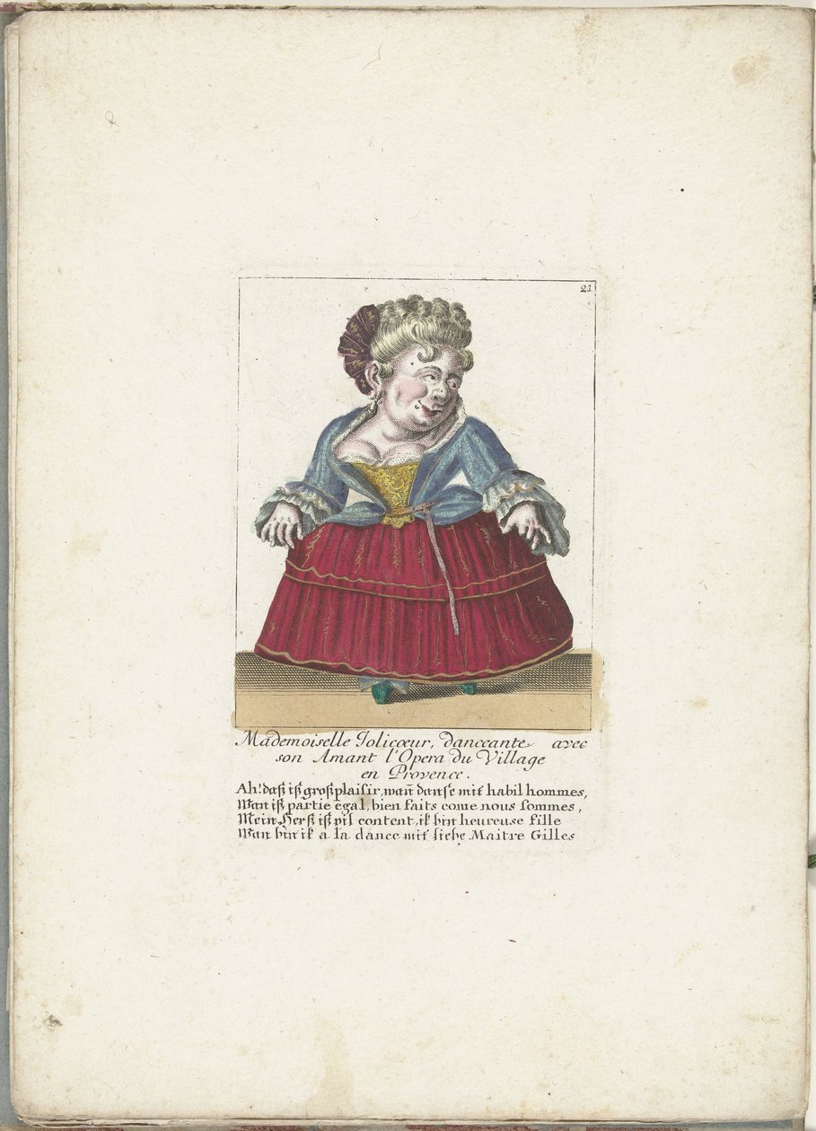 Dwarf as the French Mademoiselle Jolicoeur, ca. 1710 by Martin Engelbrecht (attributed to)