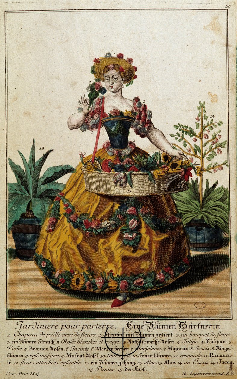 A garden for floor. Engraving by Martin Engelbrecht from 