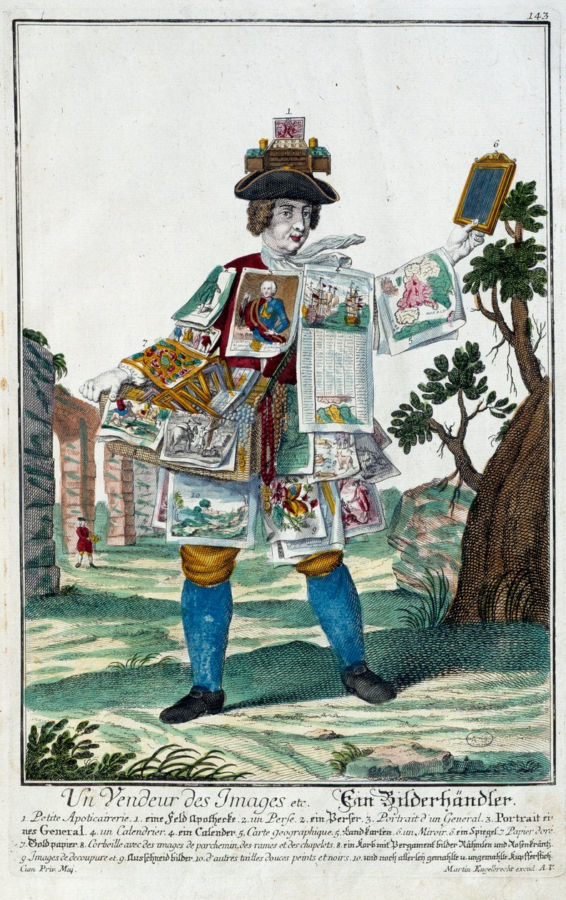An Image Seller (Engraving) by Martin Engelbrecht