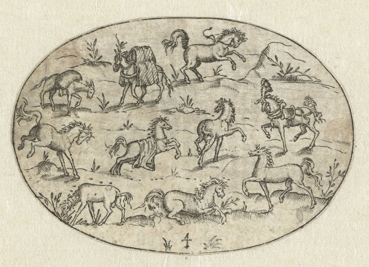 Oval with Eight Horses and Two Donkeys (Nev Thier Bvechlein) by Martin Pleginck