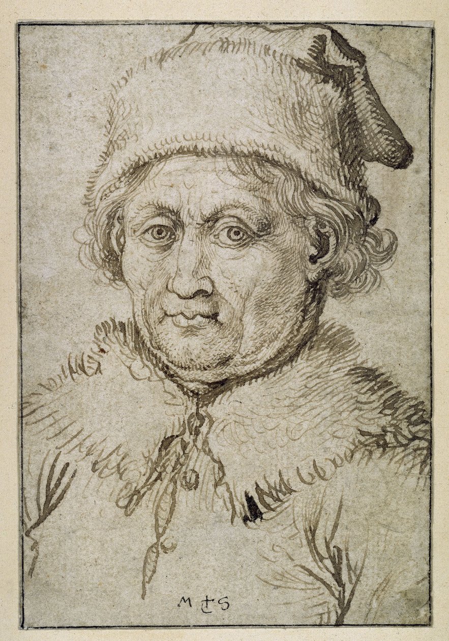 Bust of an Old Man with Fur Collar and Fur Cap by Martin Schongauer
