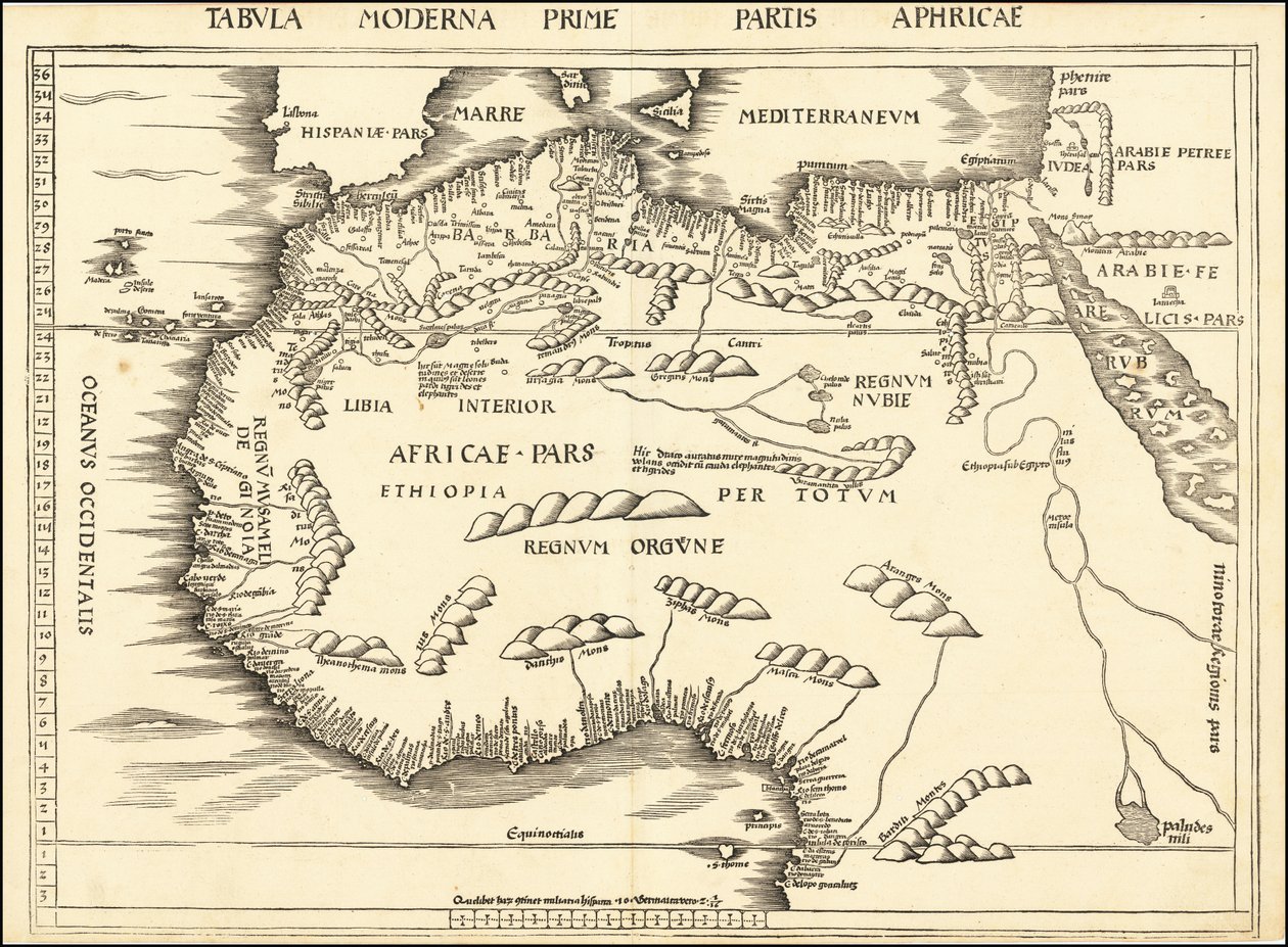 1513 Map of North Africa by Martin Waldseemuller