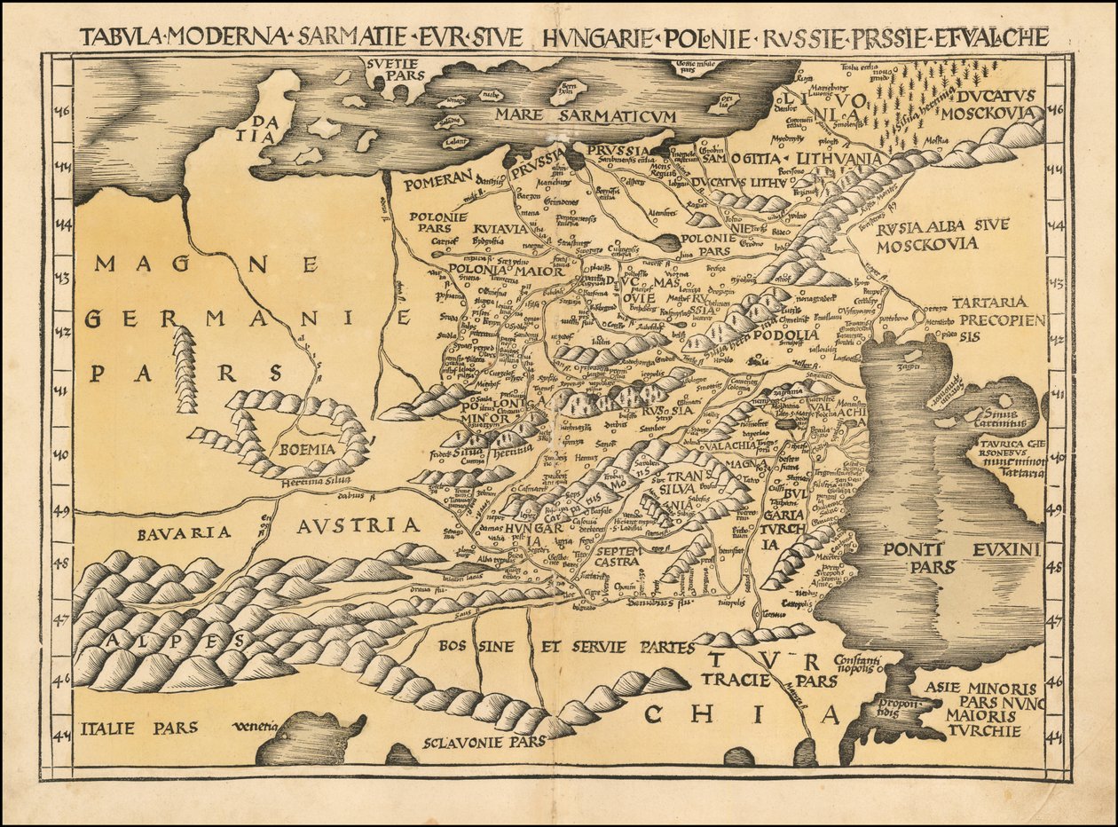 1513 map of Poland, Baltic, Hungary and Eastern Europe by Martin Waldseemuller
