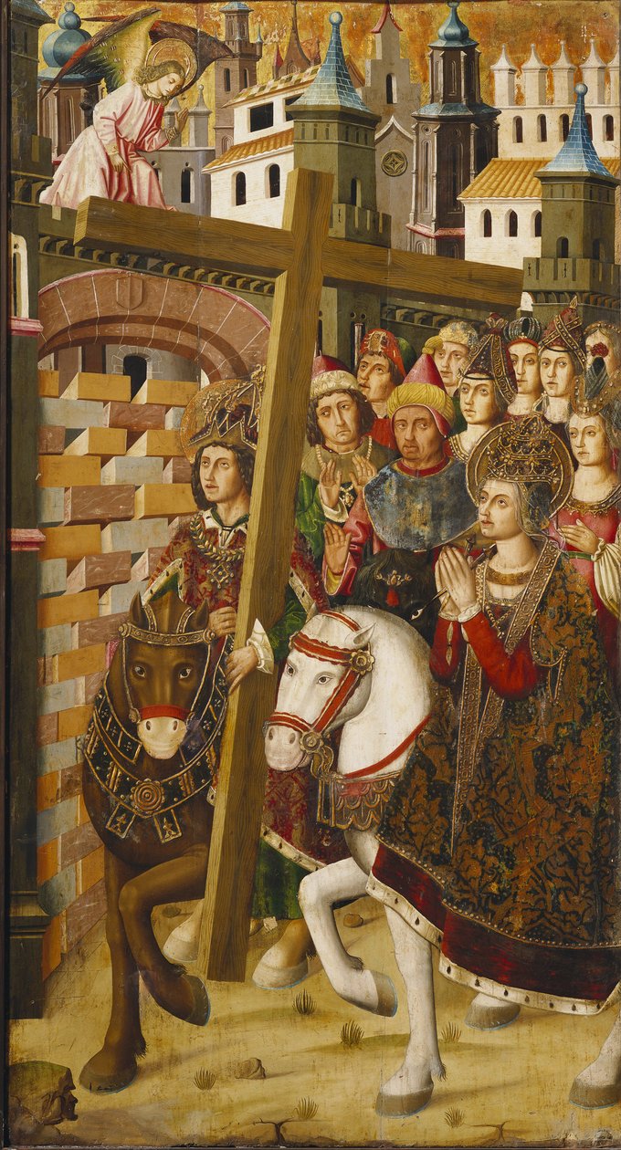 Saint Helene and Emperor Heraclius with the Holy Cross in Front of the Gates of Jerusalem by Martin & Ximenez Miguel (fl.1466-1505) Bernat