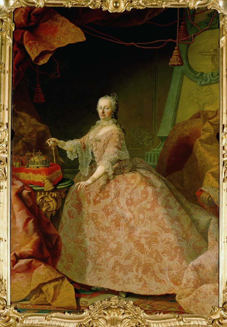 Empress Maria Theresia in a robe of Brussels lace, a present from the estates of Flanders by Martin van Mytens or Meytens