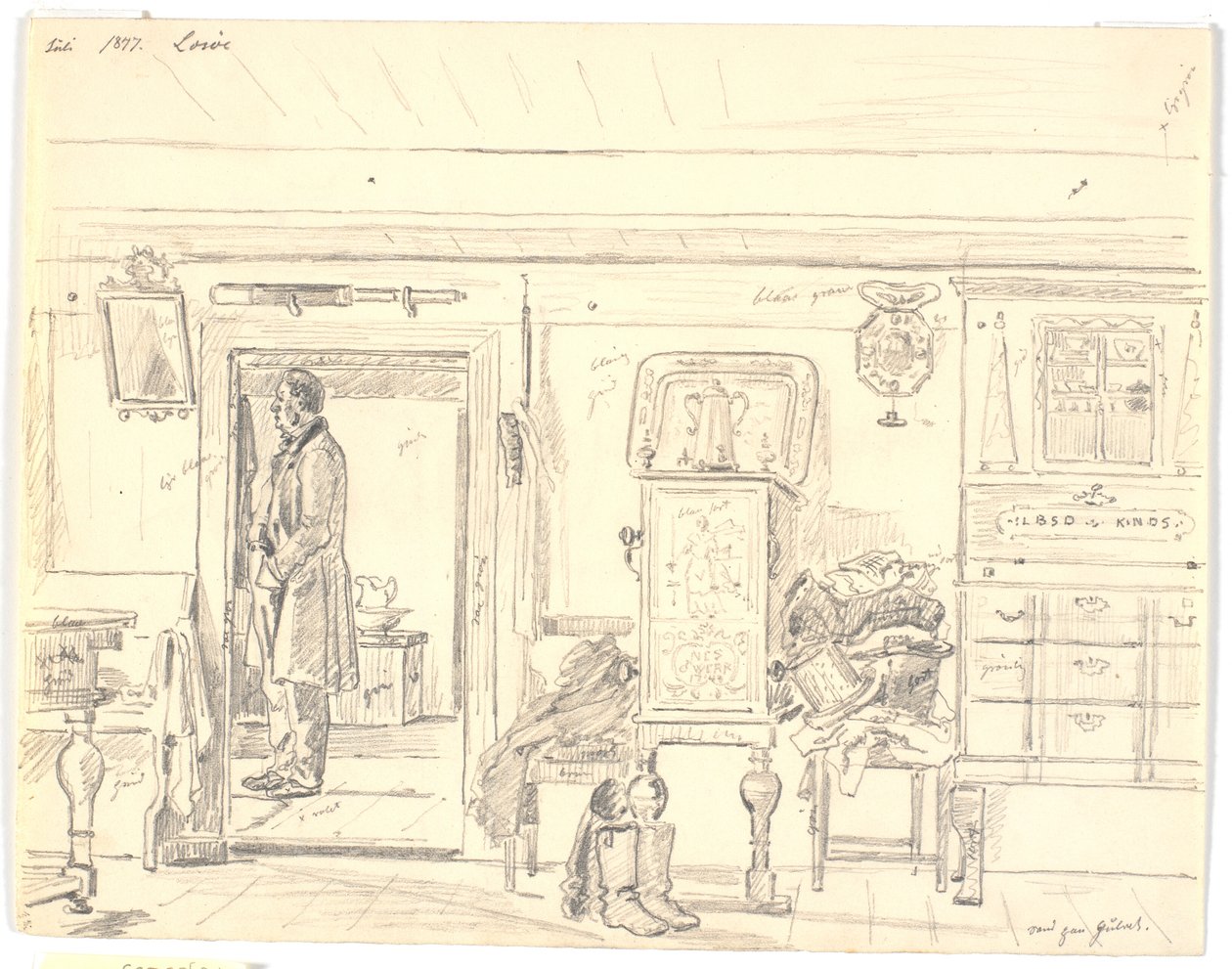 Peasant Cottage with Standing Man, Læsø by Martinus Rørbye