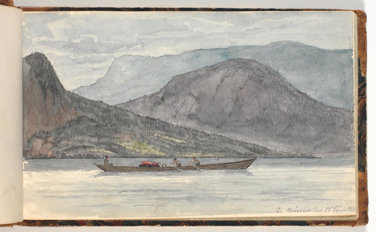 Fjord Landscape with Rowboat by Martinus Rørbye