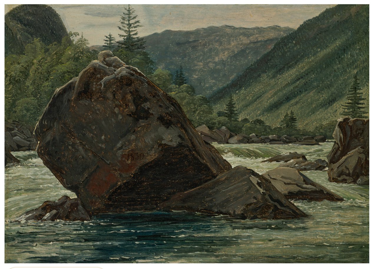 A Jutting Rock in the Rapids by Martinus Rørbye