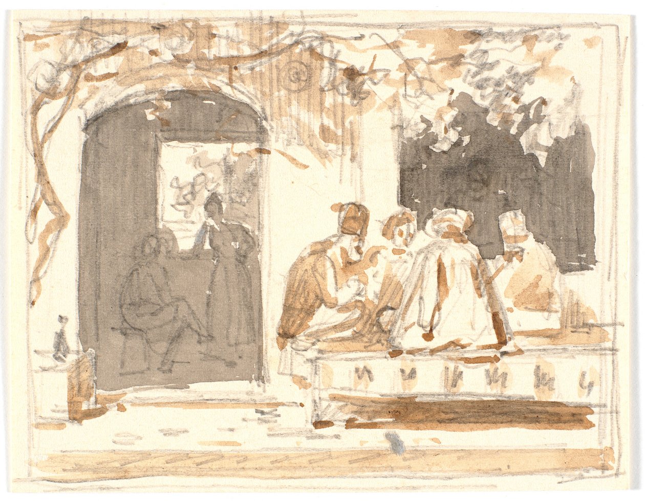 Orientals Playing Chess Outside a Turkish Coffeehouse and Barber Shop by Martinus Rørbye