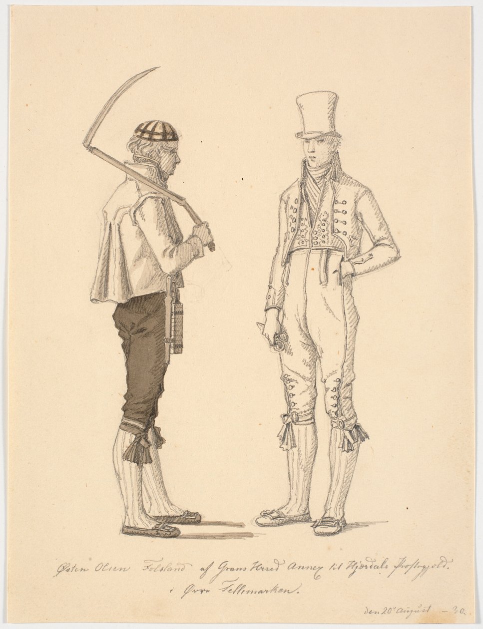 Standing Farmer with Scythe and Farmer in Festive Dress by Martinus Rørbye
