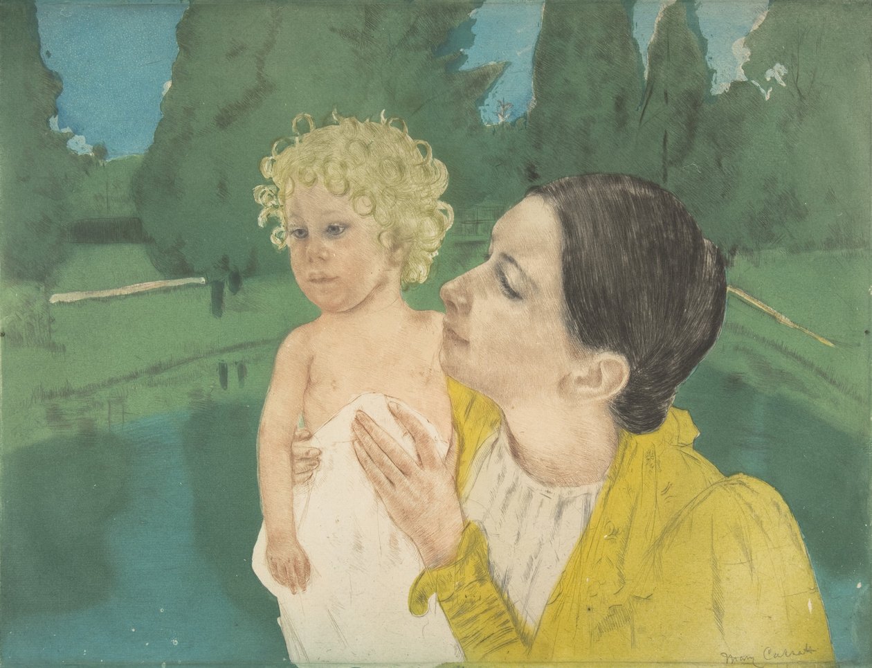 By the Pond by Mary Cassatt