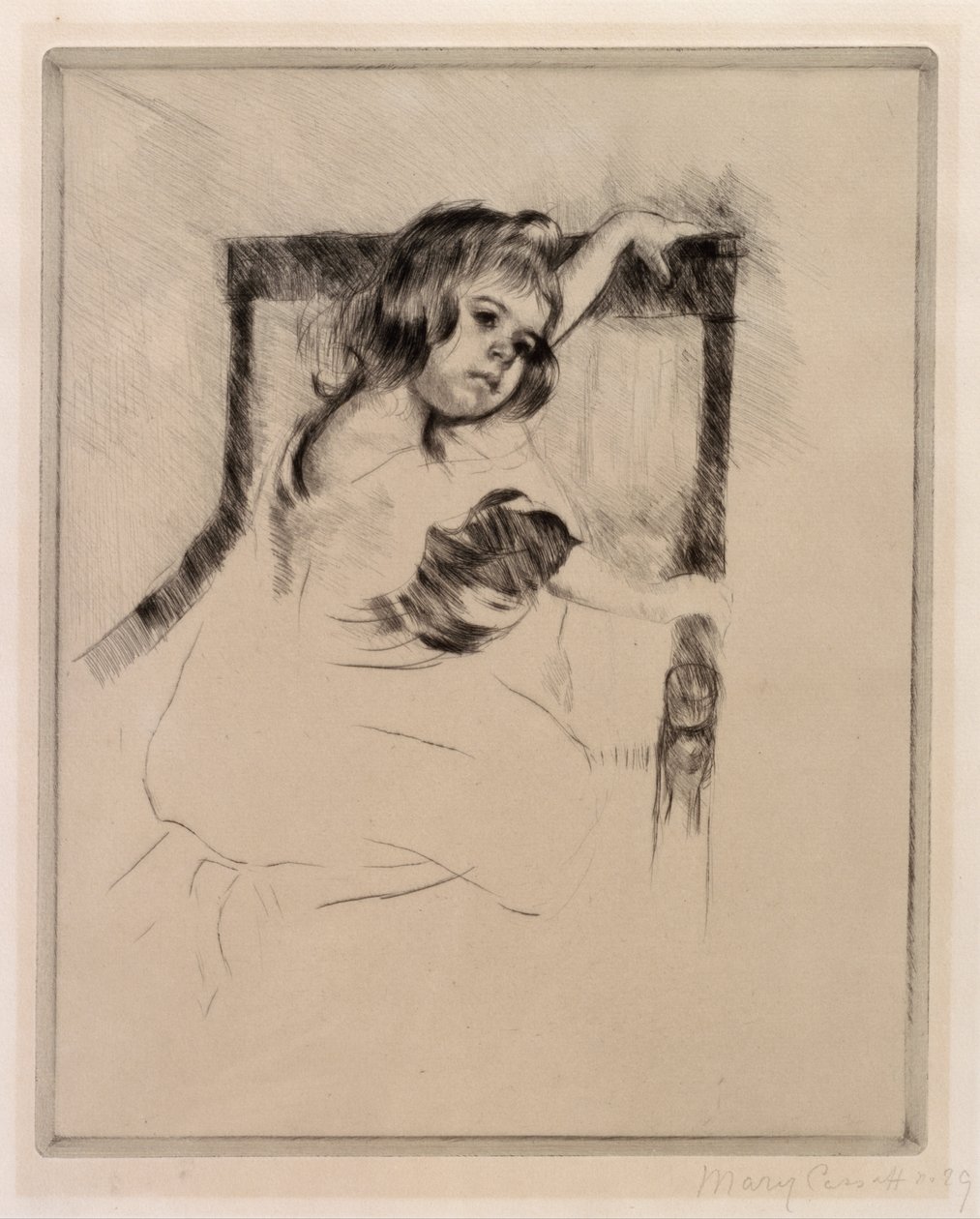 Kneeling in an Armchair by Mary Cassatt
